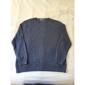 Polo Ralph Lauren 100% Silk 3D Cable Knit Sweater Mens 3XLT Tall Small Pony